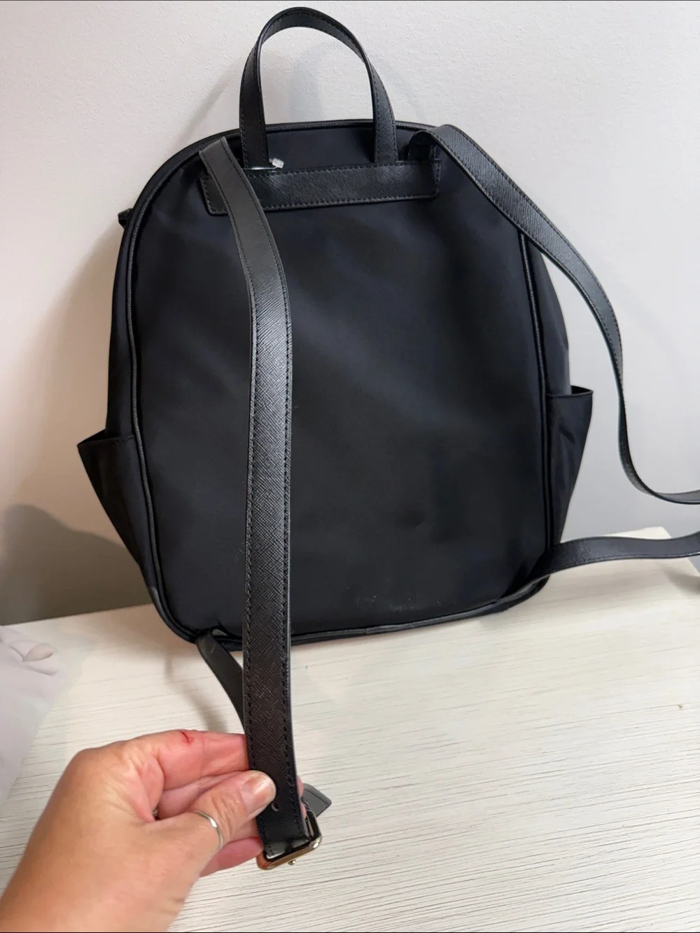 kate spade Black Nylon Backpack with Gold Hardware Accents